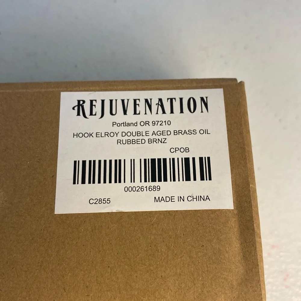 Rejuvenation Elroy Double Aged Brass Hook